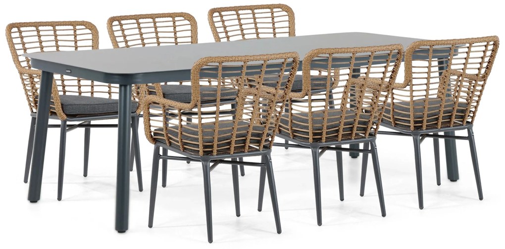 Tuinset 6 personen 220 cm Aluminium/wicker Taupe Lifestyle Garden Furniture Toledo/Tavano