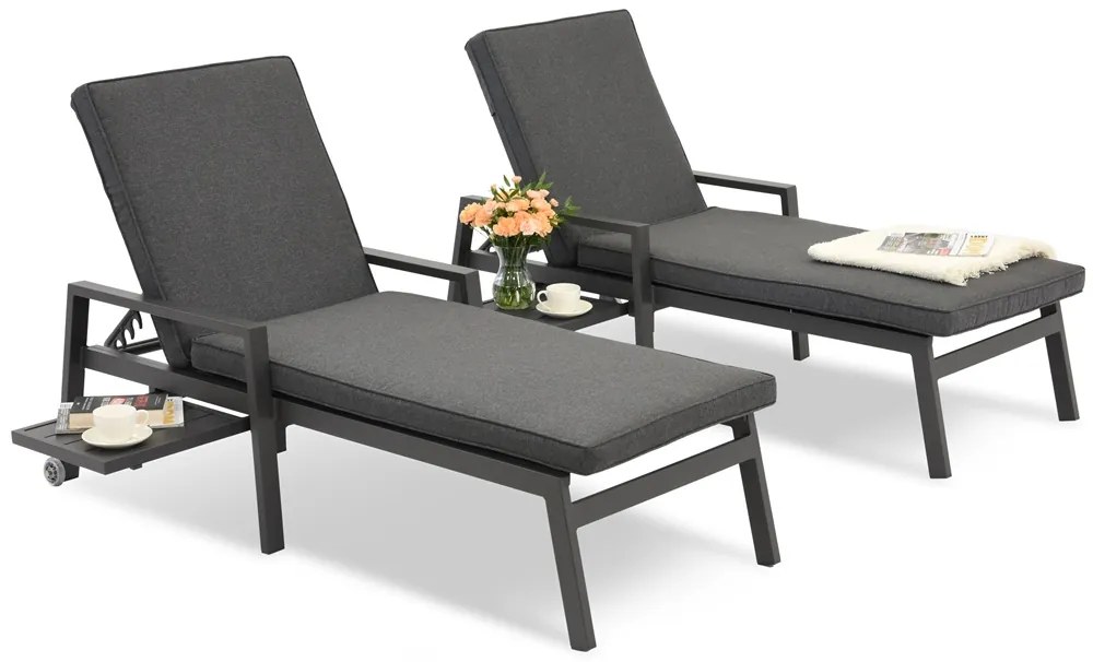 Set van twee Matera Garden Point aluminium ligstoelen antraciet