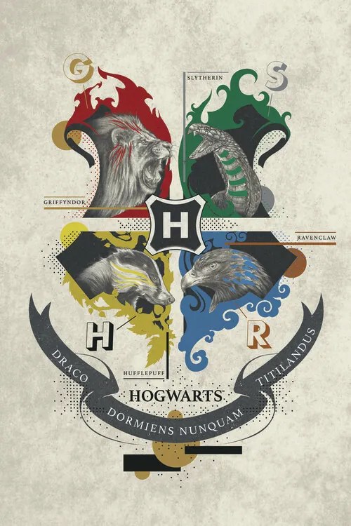 Kunstafdruk Harry Potter - Hogwarts Crest