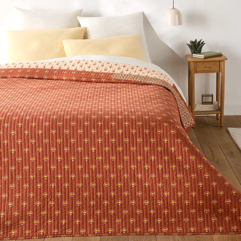 Patchwork bedrukte kantha sprei, gewassen katoen, NIZAR