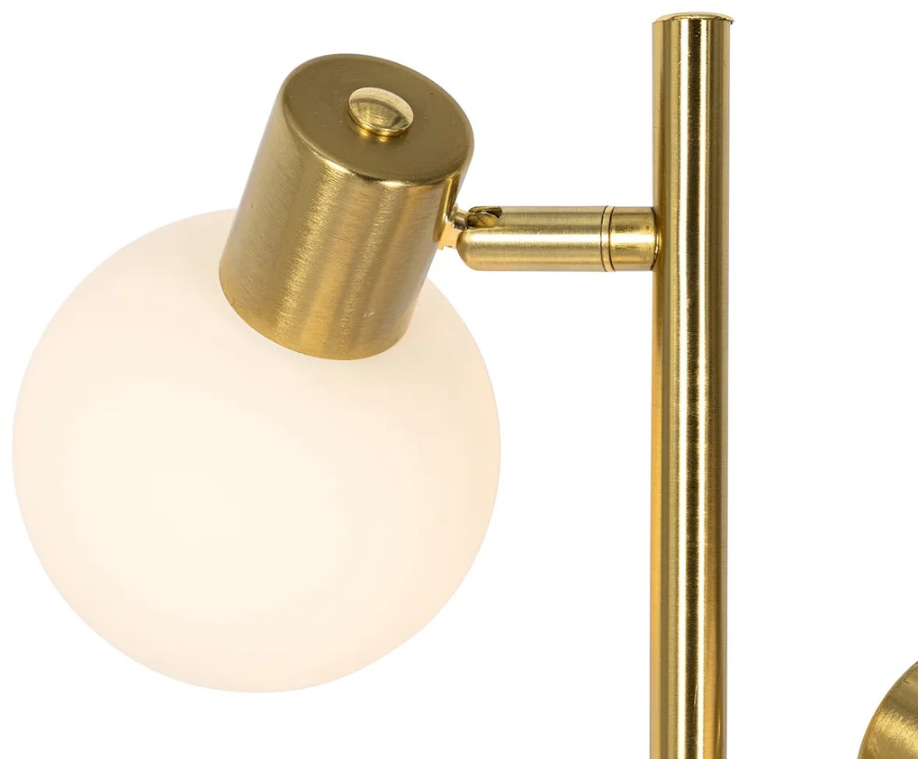 Vloerlamp goud met opaal glas 3-lichts verstelbaar - Anouk Art Deco E14 Binnenverlichting Lamp