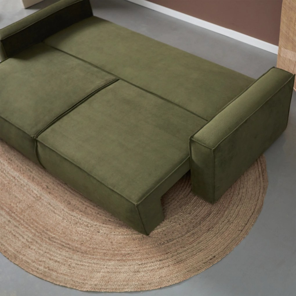 Tweepersoons Slaapbank Ribstof Groen