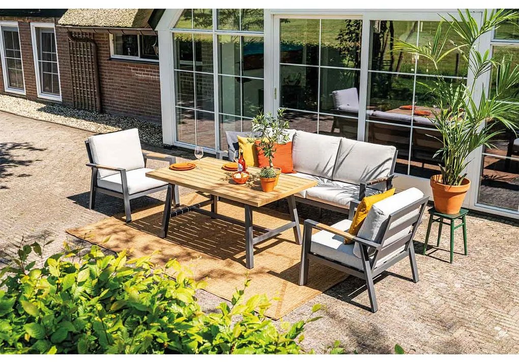 Garden Impressions Lissabon lounge dining set 4-delig stoel-bank - valley sand