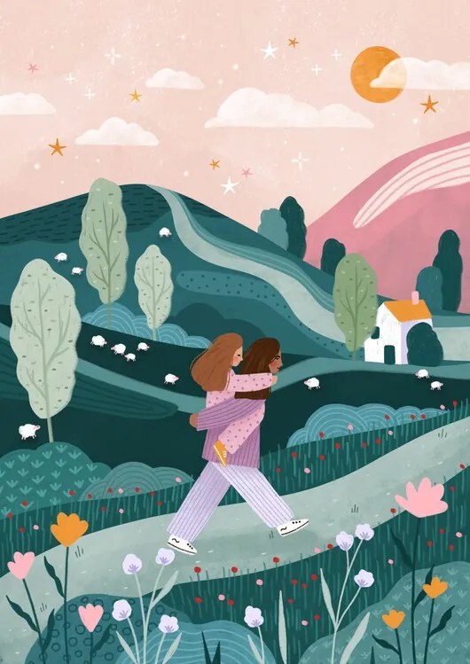 Ilustratie Mummy Daughter Countryside Walk, Bea Muller