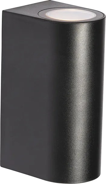 Moderne buiten wandlamp zwart kunststof ovaal 2-lichts - Baleno