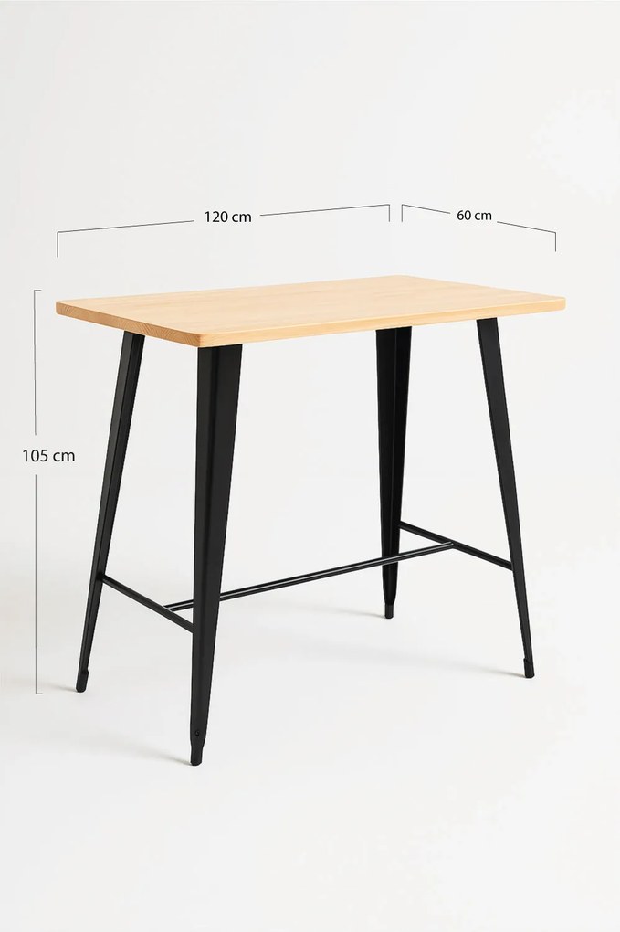 Torix Hoge Rechthoekige Tafel Natuurlijk Hout