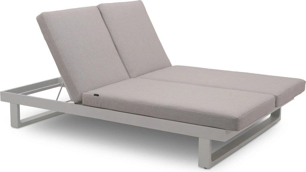 Lifestyle Garden Furniture Massimo Ligbed Met Kussen Wit/soft Grey Aluminium Wit