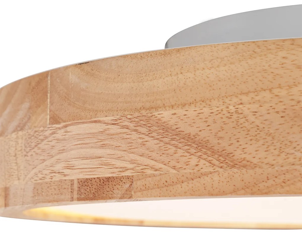 Scandinavische plafondlamp hout 40cm incl. LED dimbaar - PeckerScandinavisch Scandinavisch rond Binnenverlichting Lamp