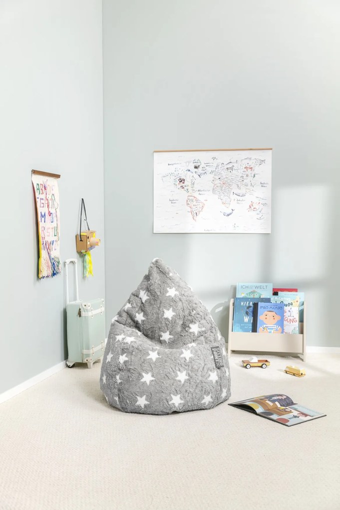 Kinder Zitzak BeanBag Fluffy Stars L - Grijs