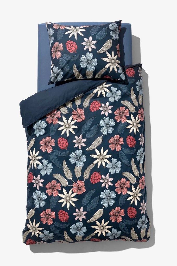 HEMA Dekbedovertrek Zacht Katoen Bloemen Blauw (blauw)