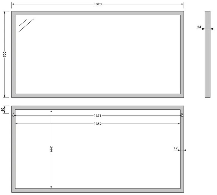 Brauer Onyx rechthoekige spiegel 140x70cm RVS geborsteld