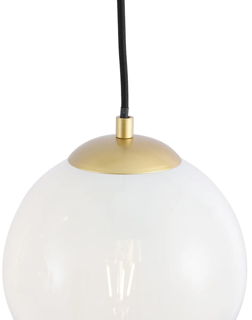 Hotel Chique hanglamp messing met wit glas rond 7-lichts - Misty