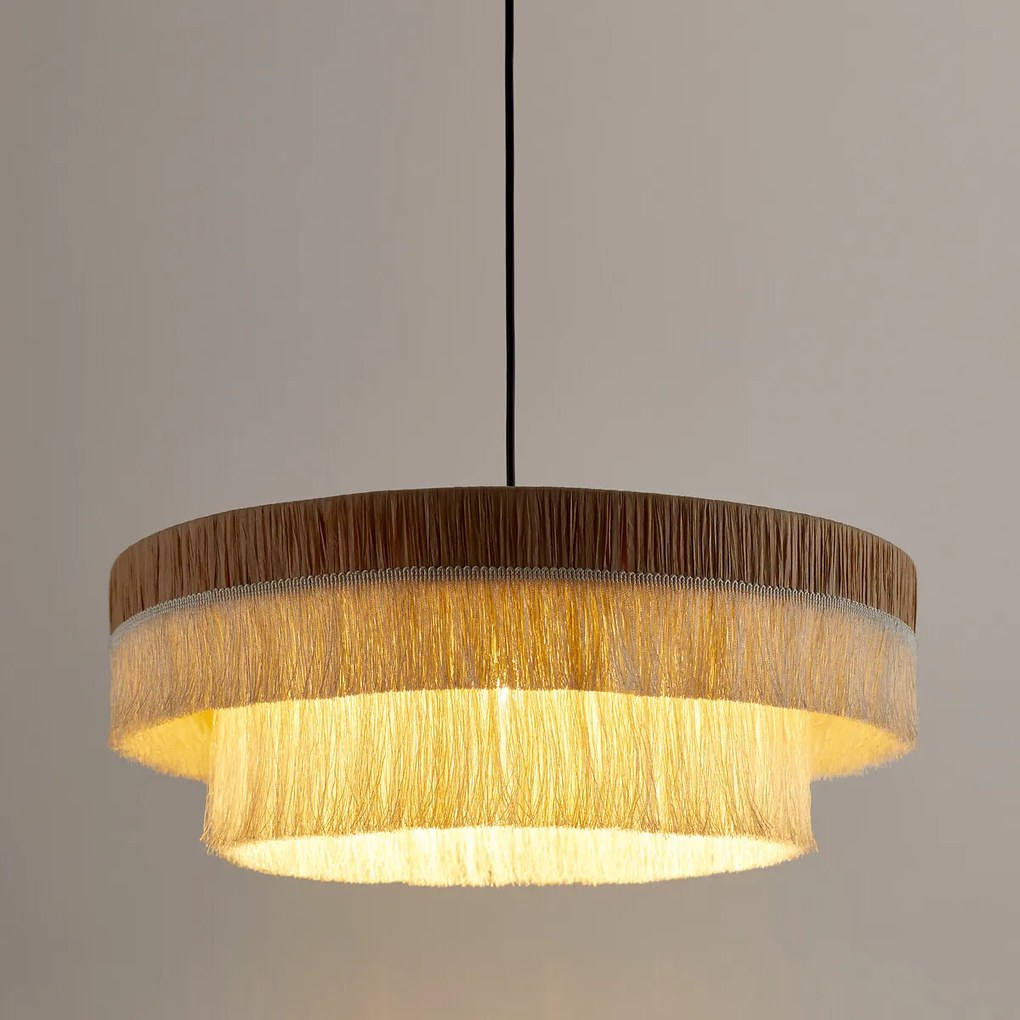 Hanglamp in raffia met franjes Ø50 cm, Kavi