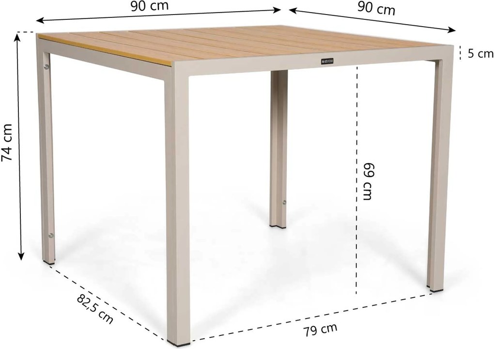 Dining Tuintafel Vierkant 90x90 cm Zand/Beige Creta