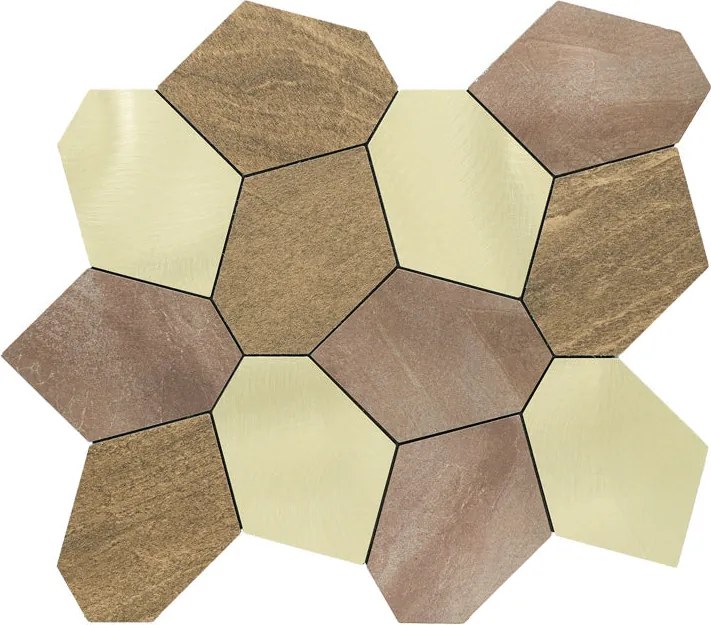 Zelfklevende Mozaïektegels Metaal | Polygoon Goud | 30×26,2 cm | Keuken, Bad & WC