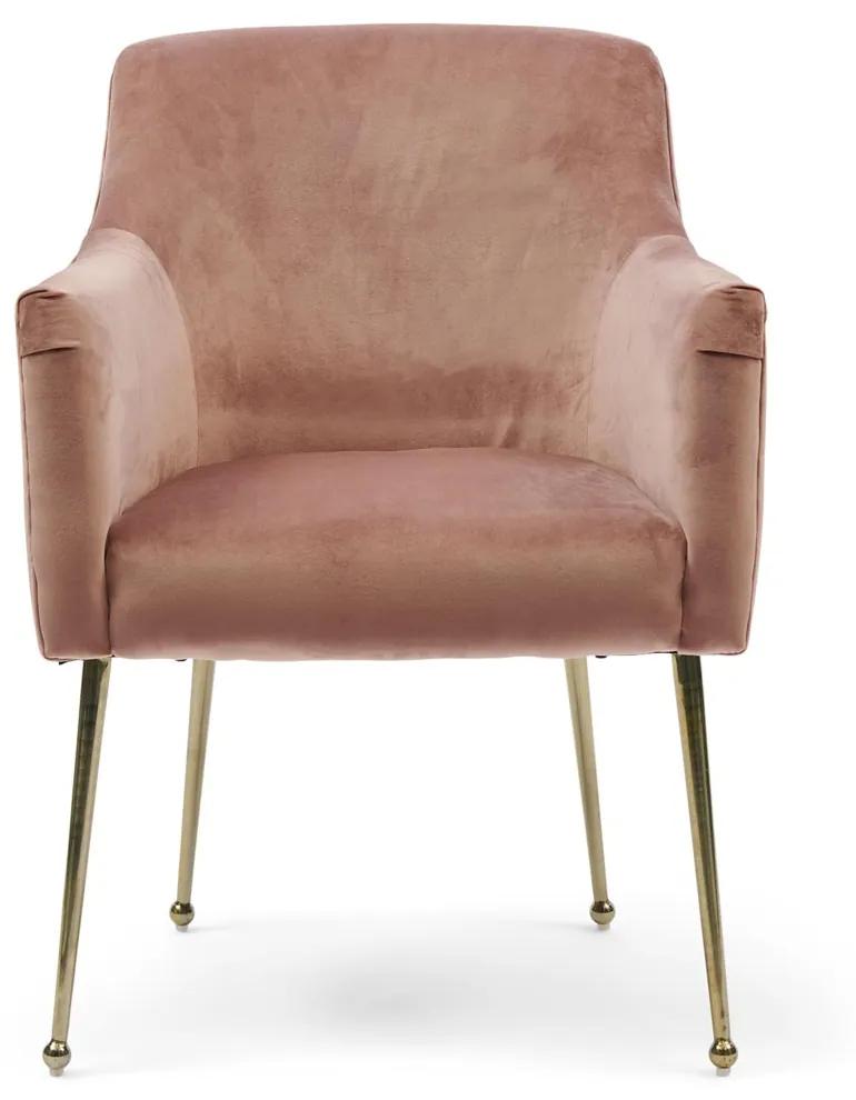 Rivièra Maison - The Smith Dining Armchair, velvet III, rose stain - Kleur: roze