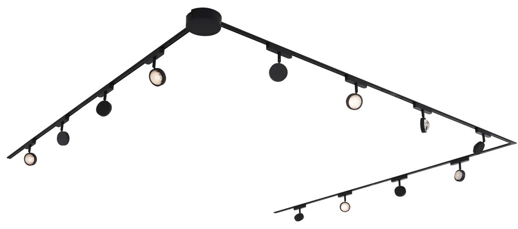 LED Modern railsysteem met 12 Spot / Opbouwspot / Plafondspots zwart 1-fase - Magnetic Lance Modern Binnenverlichting Lamp