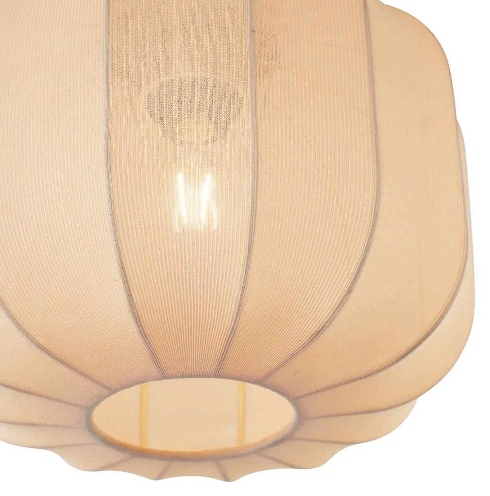 Stoffen Japandi plafondlamp goud met beige kap - PluniJapandi E27 Scandinavisch bol / globe / rond Binnenverlichting Lamp