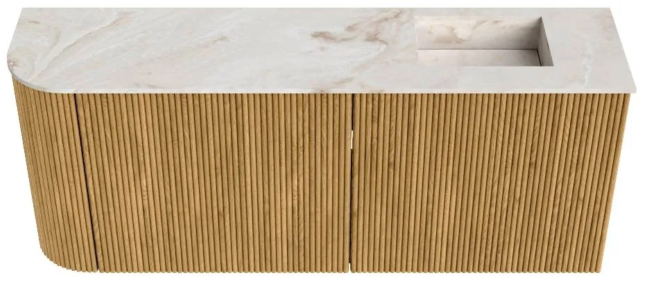 Mondiaz Joya DLux 100cm toiletmeubel ronding links oak met wastafel faye rechts zonder kraangat frappe