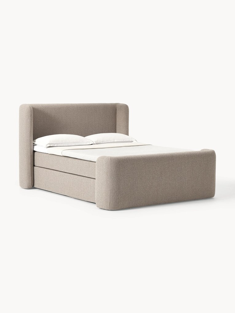 Bouclé boxspring bed Perla