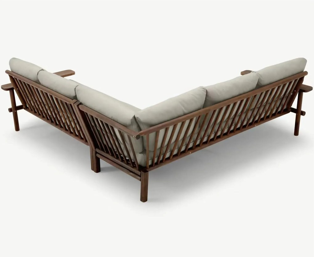 The Outsider Hoek Loungeset - Laruna - Acaciahout - Vintage Bruin / Wit - The Outsider