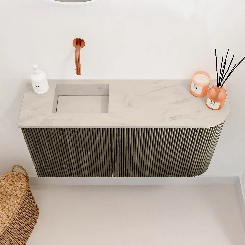 Mondiaz Joya DLux 80cm toiletmeubel ronding rechts shadow met wastafel faye links zonder kraangat opalo