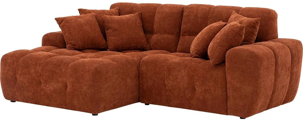 Goossens Excellent Bank Kubus - 30 X 30 Cm Stiksel rood, stof, 1,5-zits, modern design met chaise longue rechts