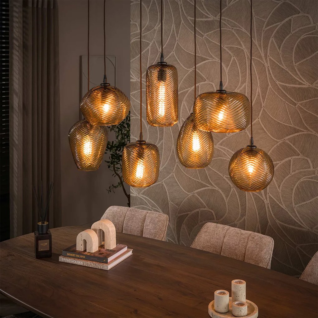 Stijlvolle Hanglamp Met Smoke-bruin Glas