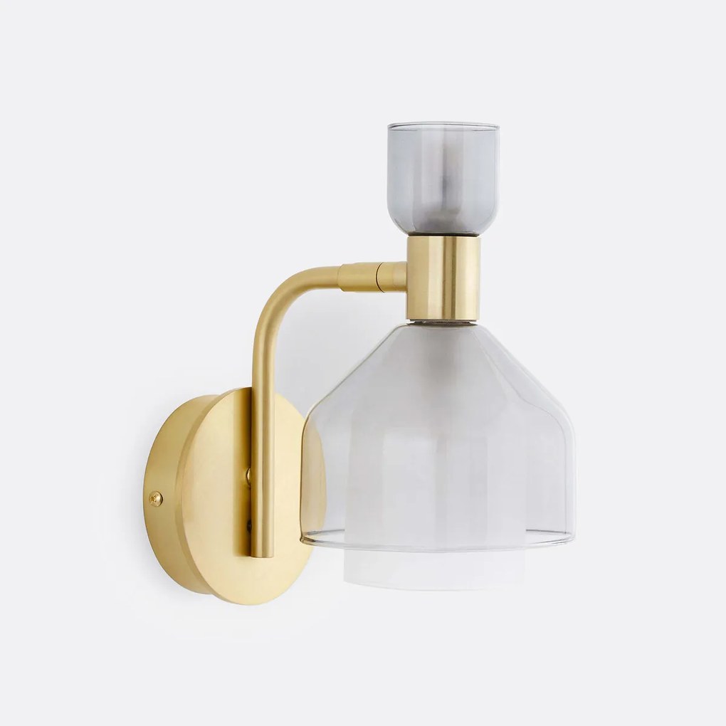 Wandlamp in messing en rookglas, Amoris