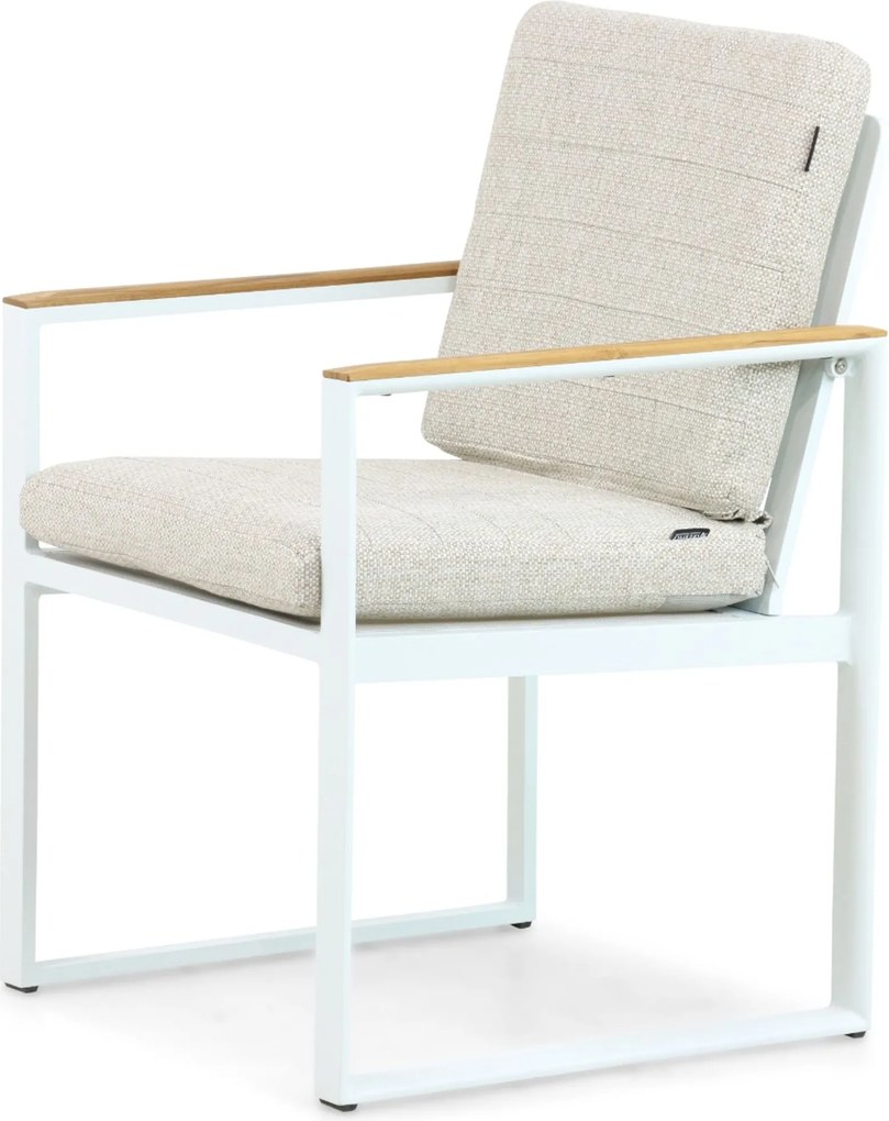 Tuinset 4 personen 180 cm Aluminium/teak Wit Lifestyle Garden Furniture Faro/Falcon