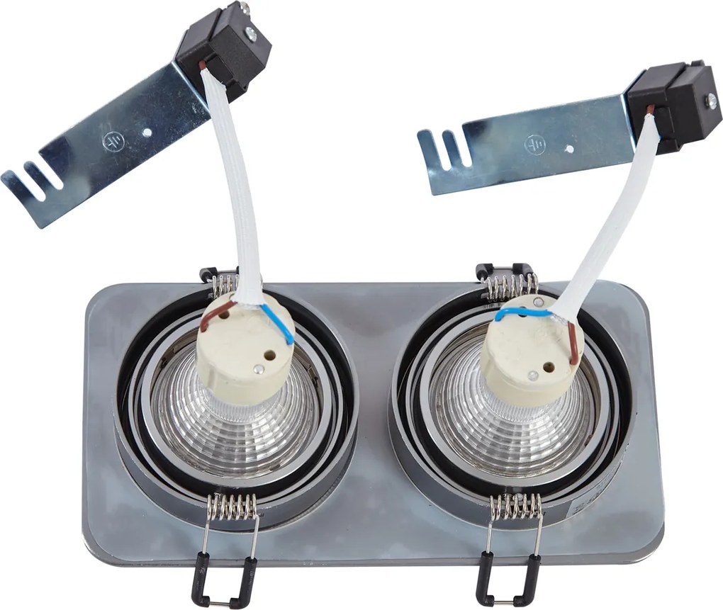 Afgeronde inbouwspot gunmetal GU10 50mm draai- en kantelbaar IP44 2-lichts - Alberto