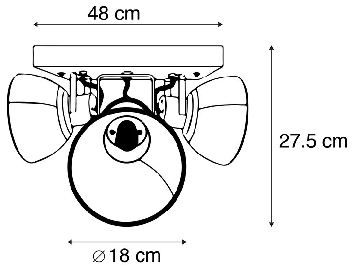 Industriële spot donkergrijs met mango hout 3-lichts - Mangoes