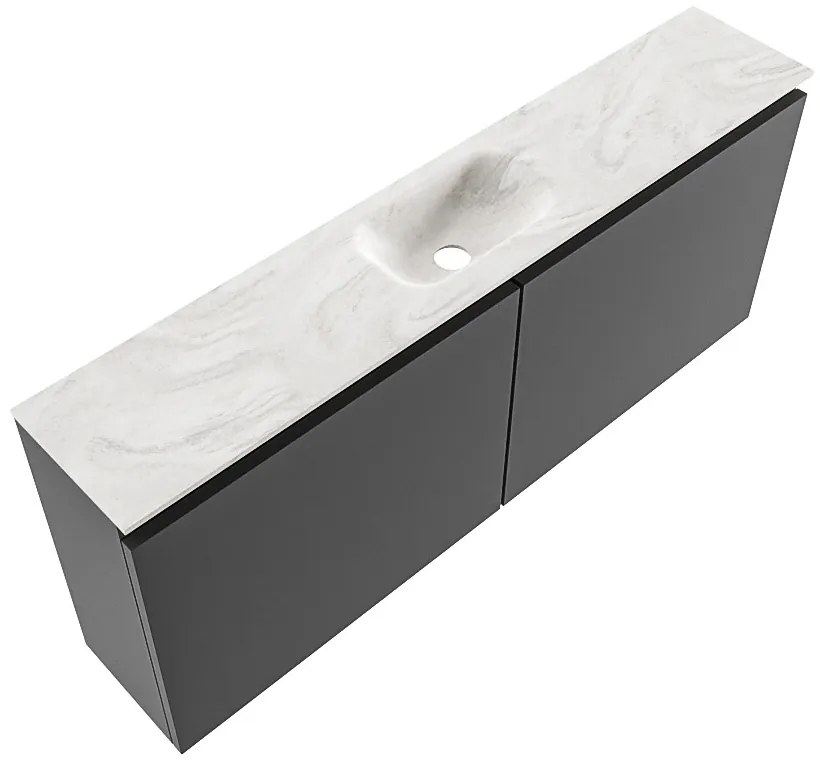 Mondiaz Ture DLux toiletmeubel 120cm dark grey met wastafel ostra midden zonder kraangat