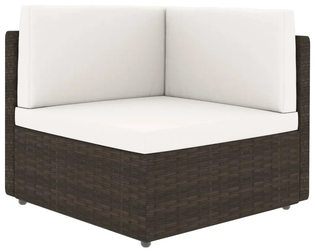 vidaXL 5-delige Loungeset met kussens poly rattan bruin