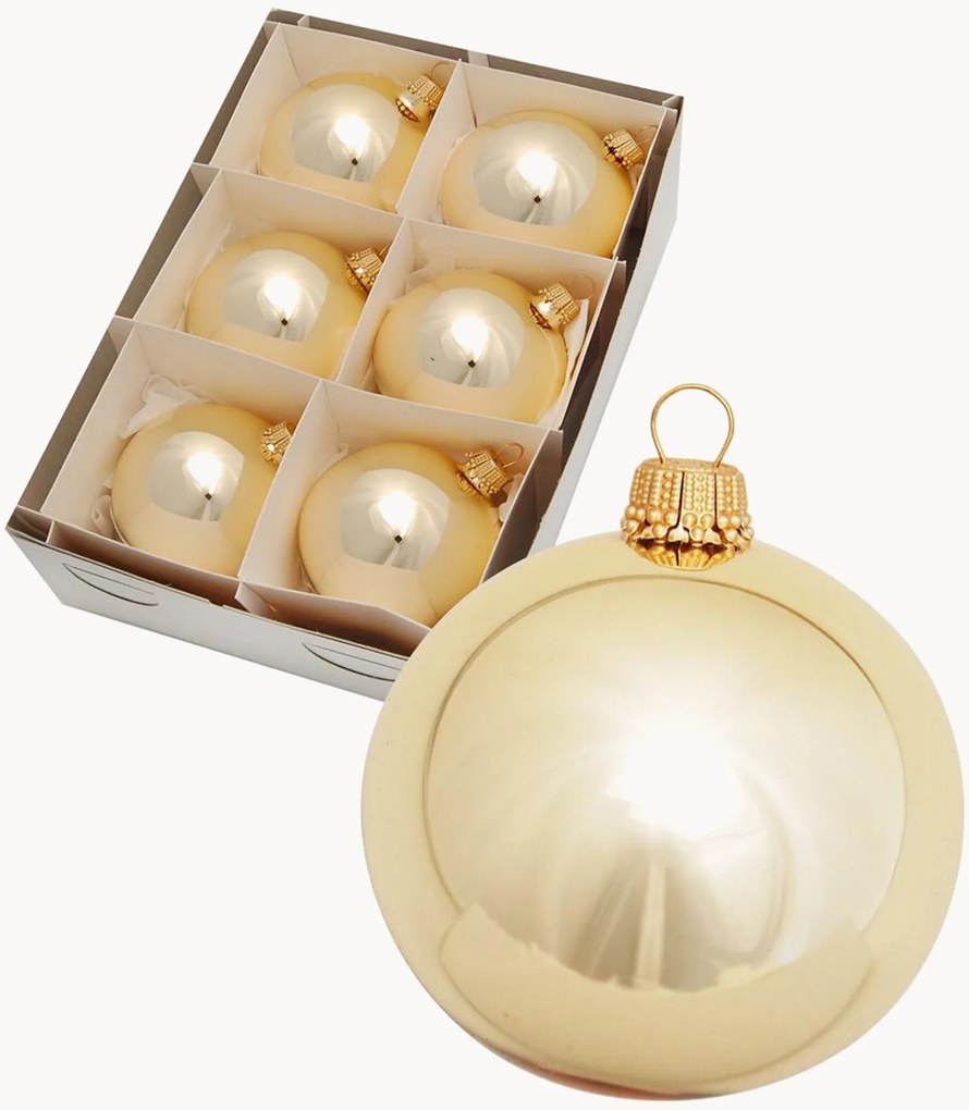 Handbeschilderde kerstballen Plain, 6-delig