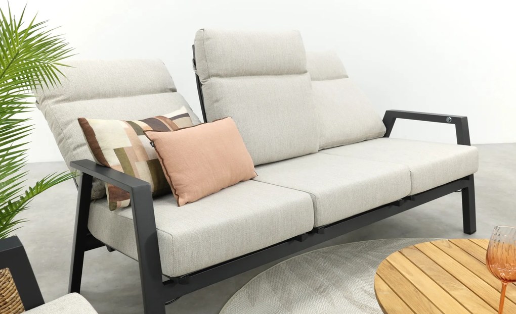 Lagos/Mindo verstelbare 5-zits stoel-bank loungeset - antraciet