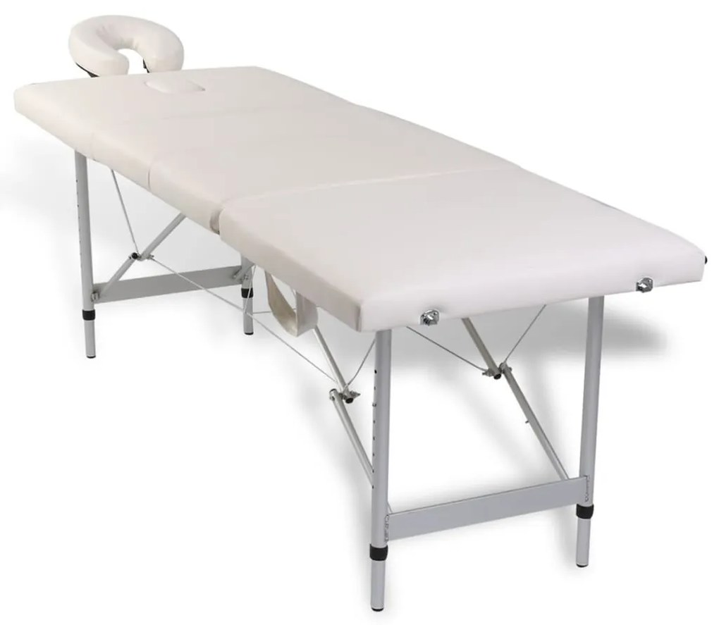 vidaXL Massagetafel inklapbaar met aluminium frame (vier delen / crèmewit)