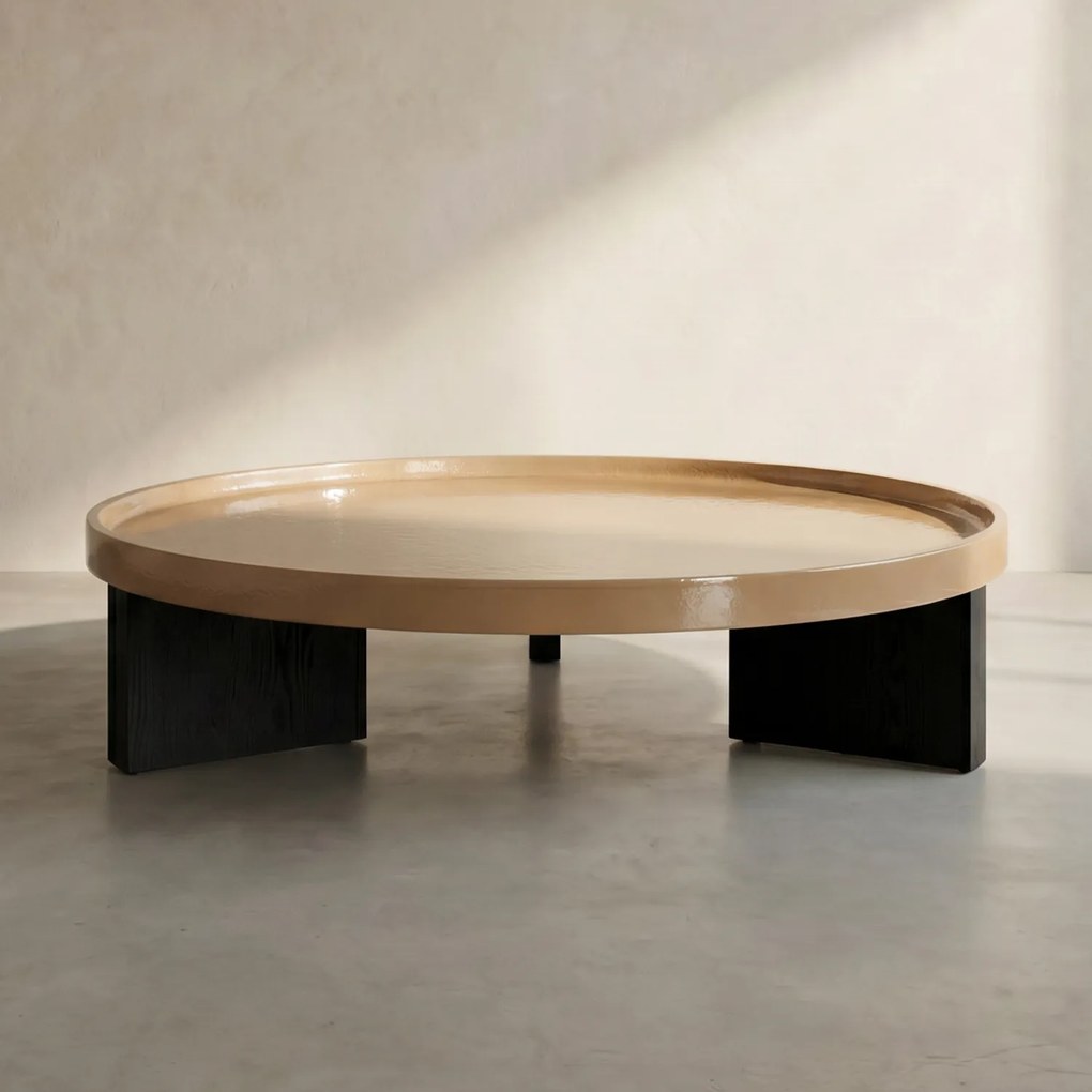 Eleonora Mayson Ronde Salontafel Beige Glazuur 120 Cm - 120 X 120cm.