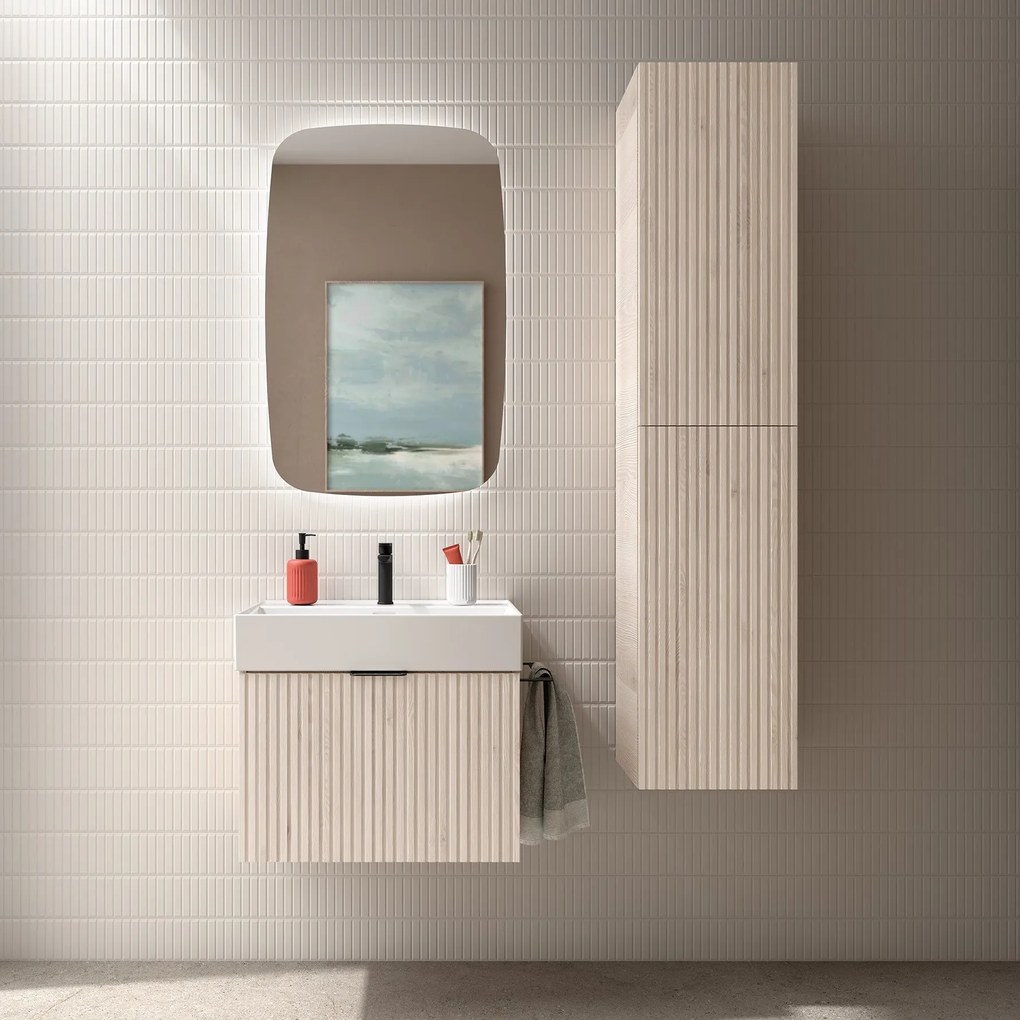 Muebles Raya onderkast ribbelfront 60cm met 1 softclose lade en binnenlade naturel eiken