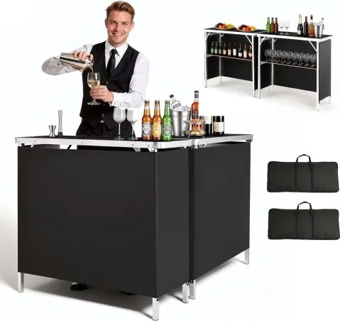 VEVOR Opvouwbare Beursbalie, Set van 2, 980x385x870 mm, Receptiebalie met Draagtas, Opbergvak, Receptietafel, Beursstand, Bartafel, Opvouwbare Mobiele Bar voor Evenementen, Feesten &amp; Beurzen