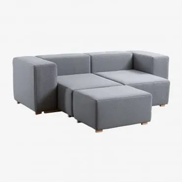 3-delige Modulaire Chaise Longue Bank Met 2 Armleuningen Robert Grijs - Sklum