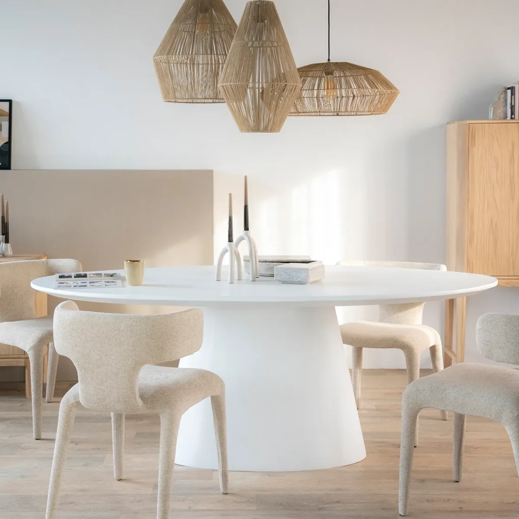 Eleonora Elin Ovale Eettafel Wit 200 Cm Magnesium Oxide - 200 X 110cm.