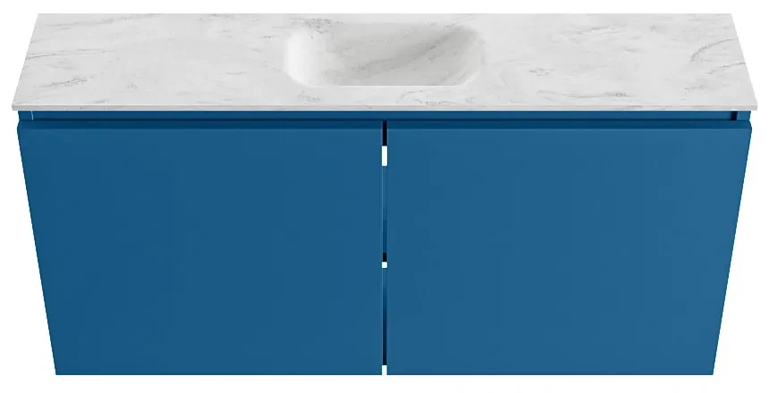 Mondiaz Ture DLux toiletmeubel 100cm jeans met wastafel opalo midden met kraangat