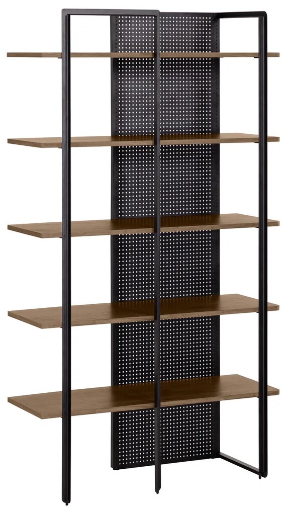 Kave Home Nadyria Open Kast Modern Retro Walnoot - 100x41x180cm.