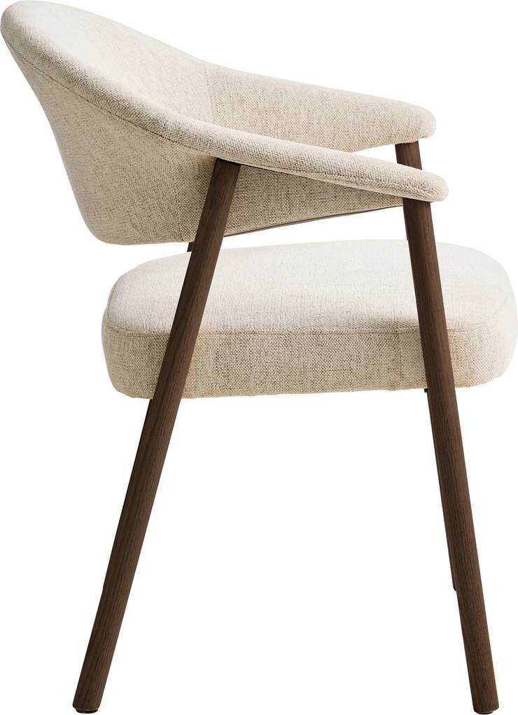 GARDA crème beige (stof Harmony 110) / gerookt eiken gelakt - GESTOFFEERDE STOEL VOOR WOONKAMER/EETKAMER