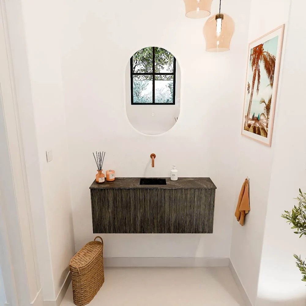 Mondiaz Joya DLux 100cm toiletmeubel shadow met wastafel faye midden zonder kraangat lava