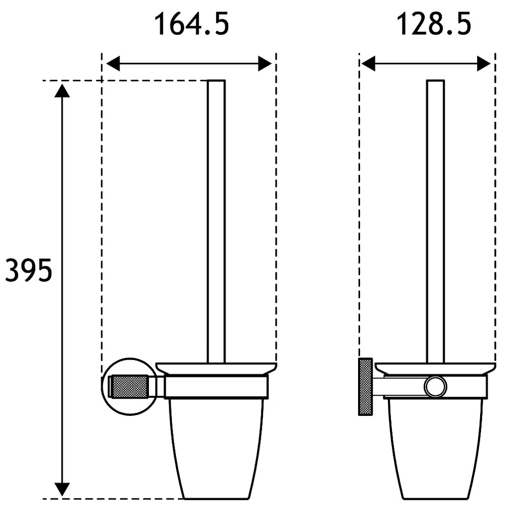 Eastbrook Catania messing glazen toiletborstelhouder zwart mat en messing geborsteld