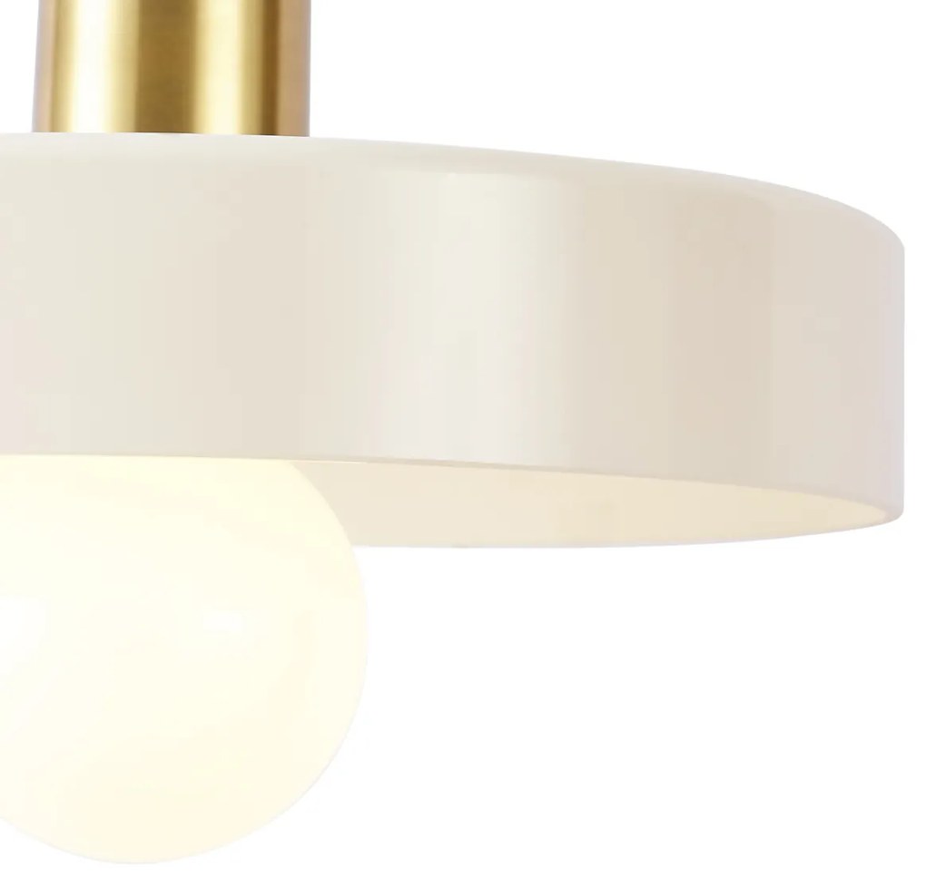Retro hanglamp goud met beige glas - Jina