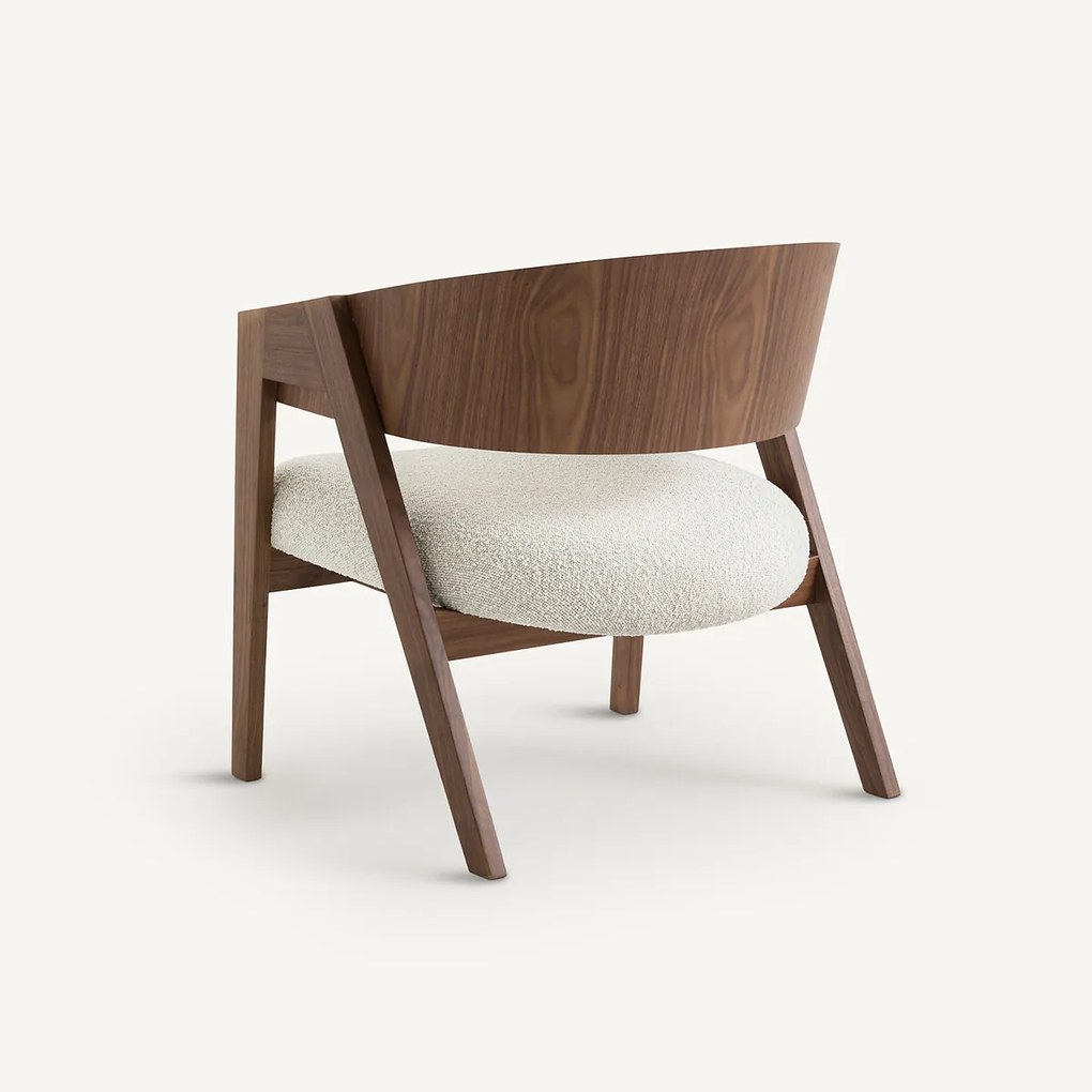 Fauteuil in notenhout en bouclette stof, Charly