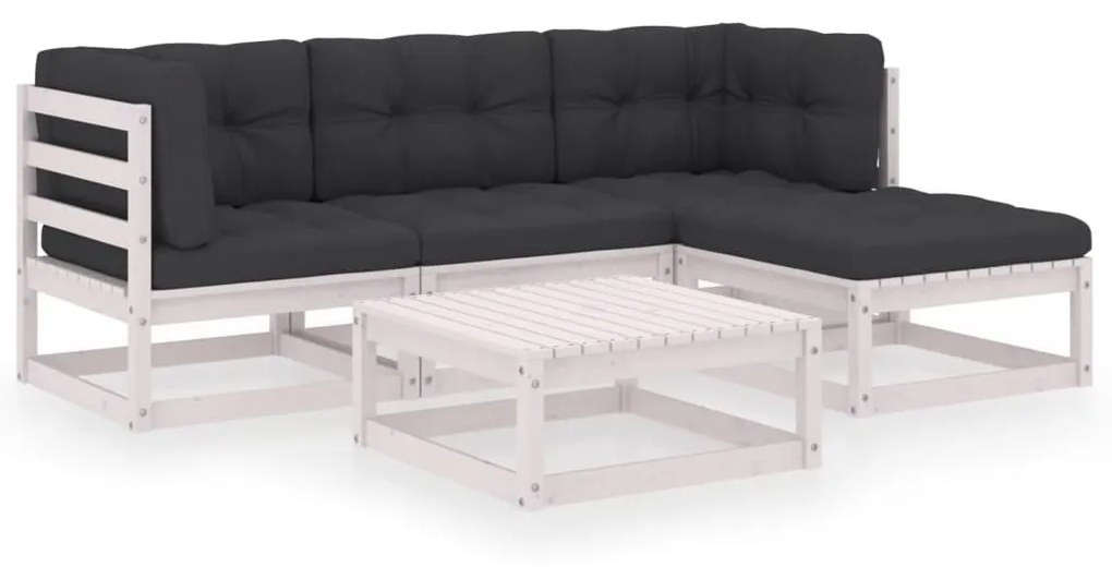 vidaXL 5-delige Loungeset met kussens massief grenenhout